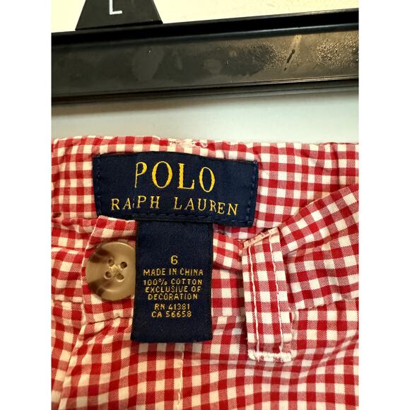 Kids Polo Ralph Lauren Red and White Checkered Shorts Size 6 - Picture 6 of 7